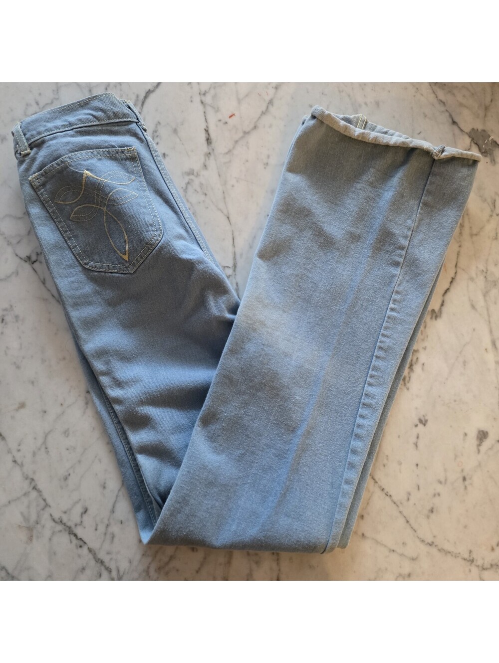 Vintage 80s Thumbs Up Jeans Men’s 30x34 Light Wash Denim Straight Leg Hong Kong - Picture 4 of 9